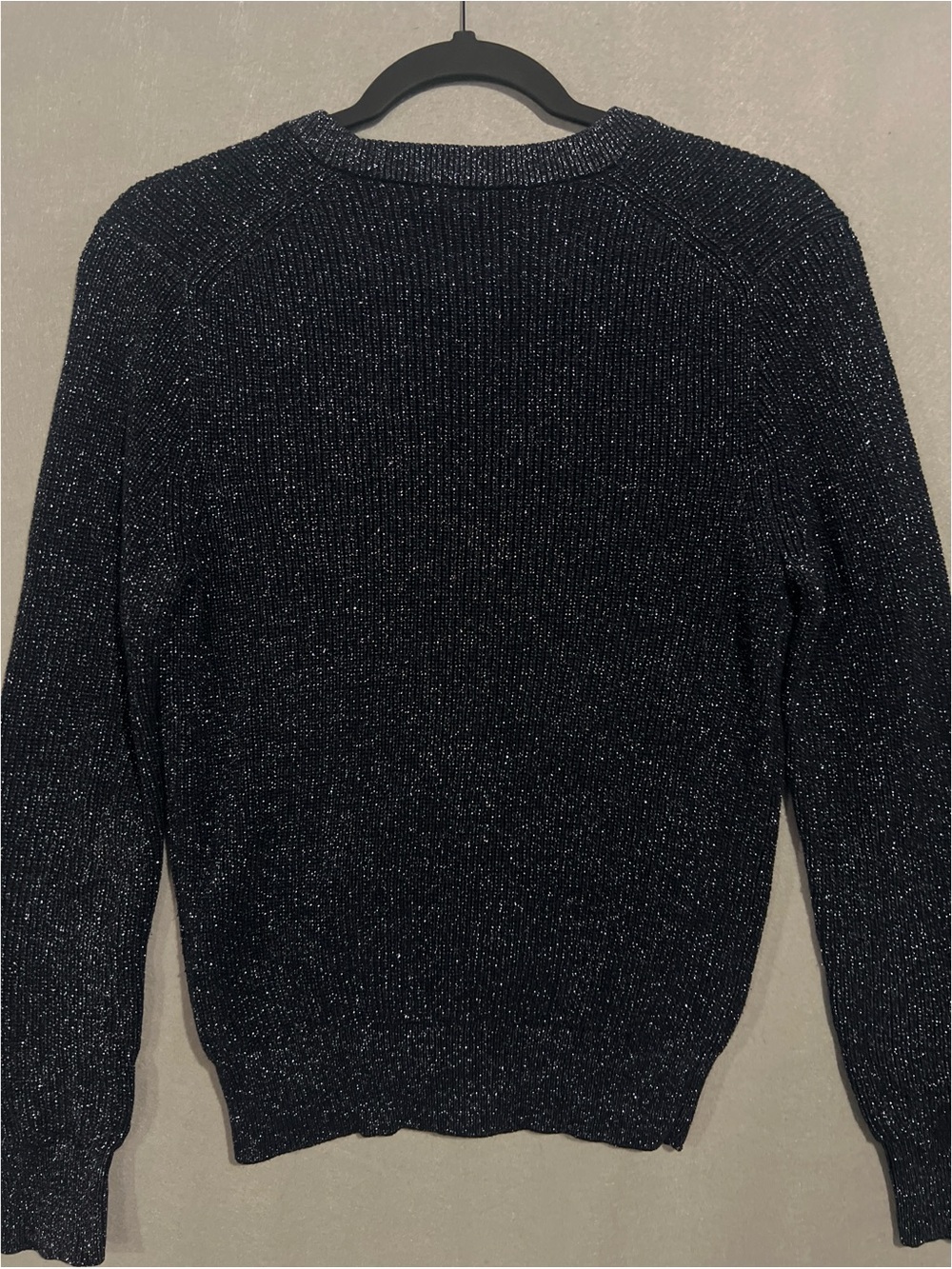 J.Crew Sparkly Metallic Ribbed Cardigan Women’s Small Navy Blue Silver C3877 - Picture 8 of 11
